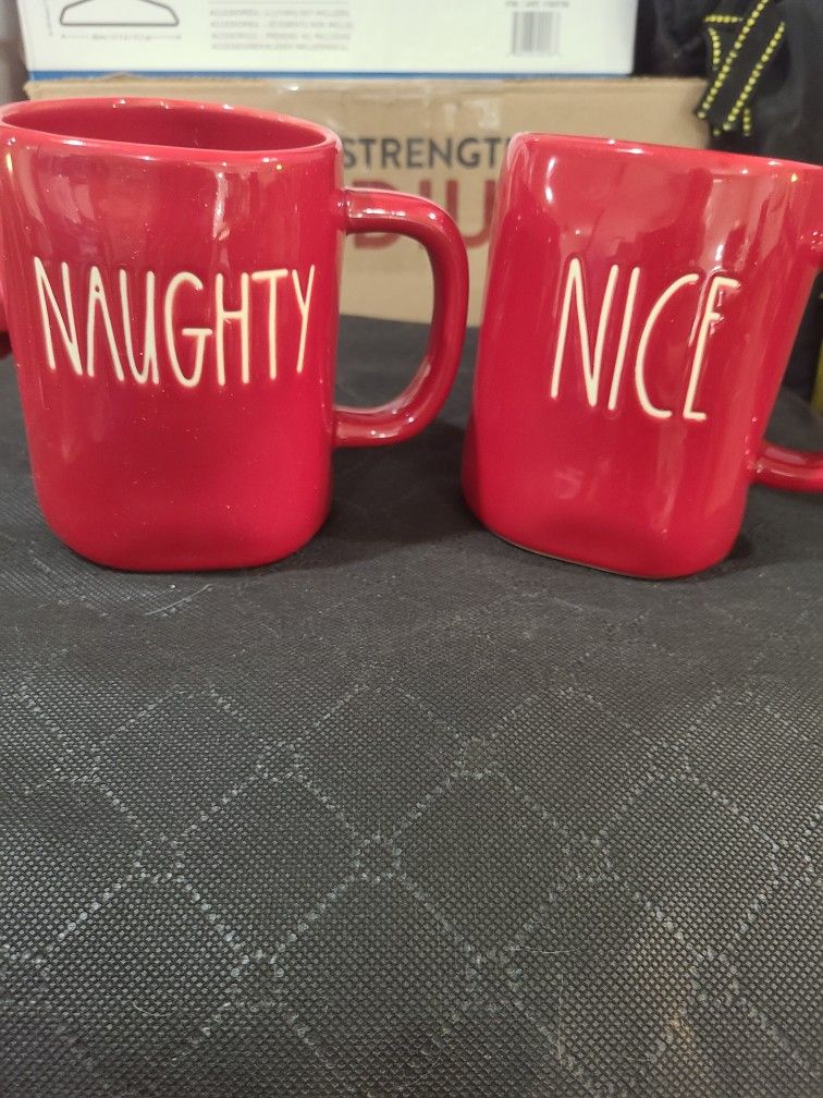 Rae Dunn Naughty And Nice Coffee Cups 