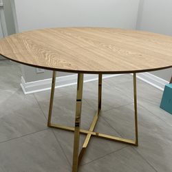 Wood Dining Table with Gold Legs