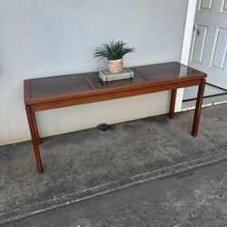 Nice Solid Wood Mid-century Teak Console Hallway Entryway Sofa Table