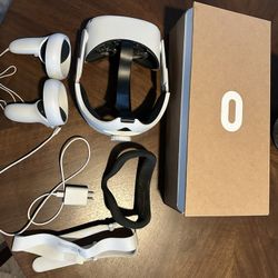 Meta Quest 2 Bundle + 2 Controllers + Elite Strap + Box (For Parts / Repair)