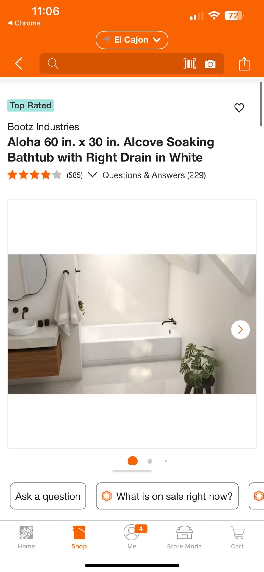 Bootz Industries Aloha 60 in. x 30 in. Alcove Soaking Bathtub with Right Drain in White