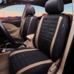NEW!! Car Sedan Seat Covers Full Set Universal Fit Polyester  Toyoun Racing Sport Black Beig