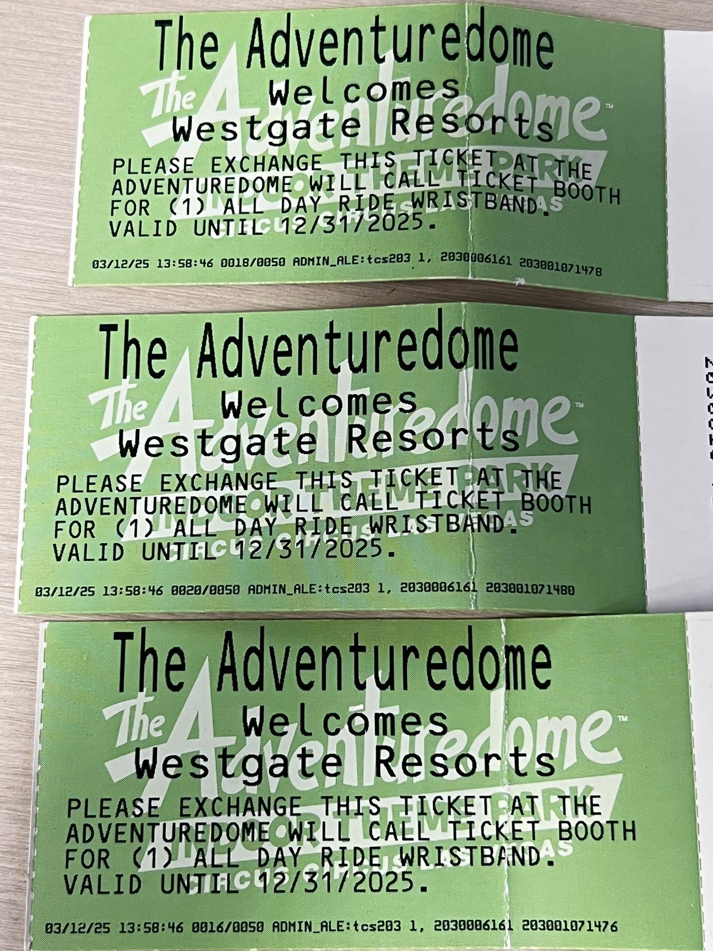 Three Adventuredome Ticket