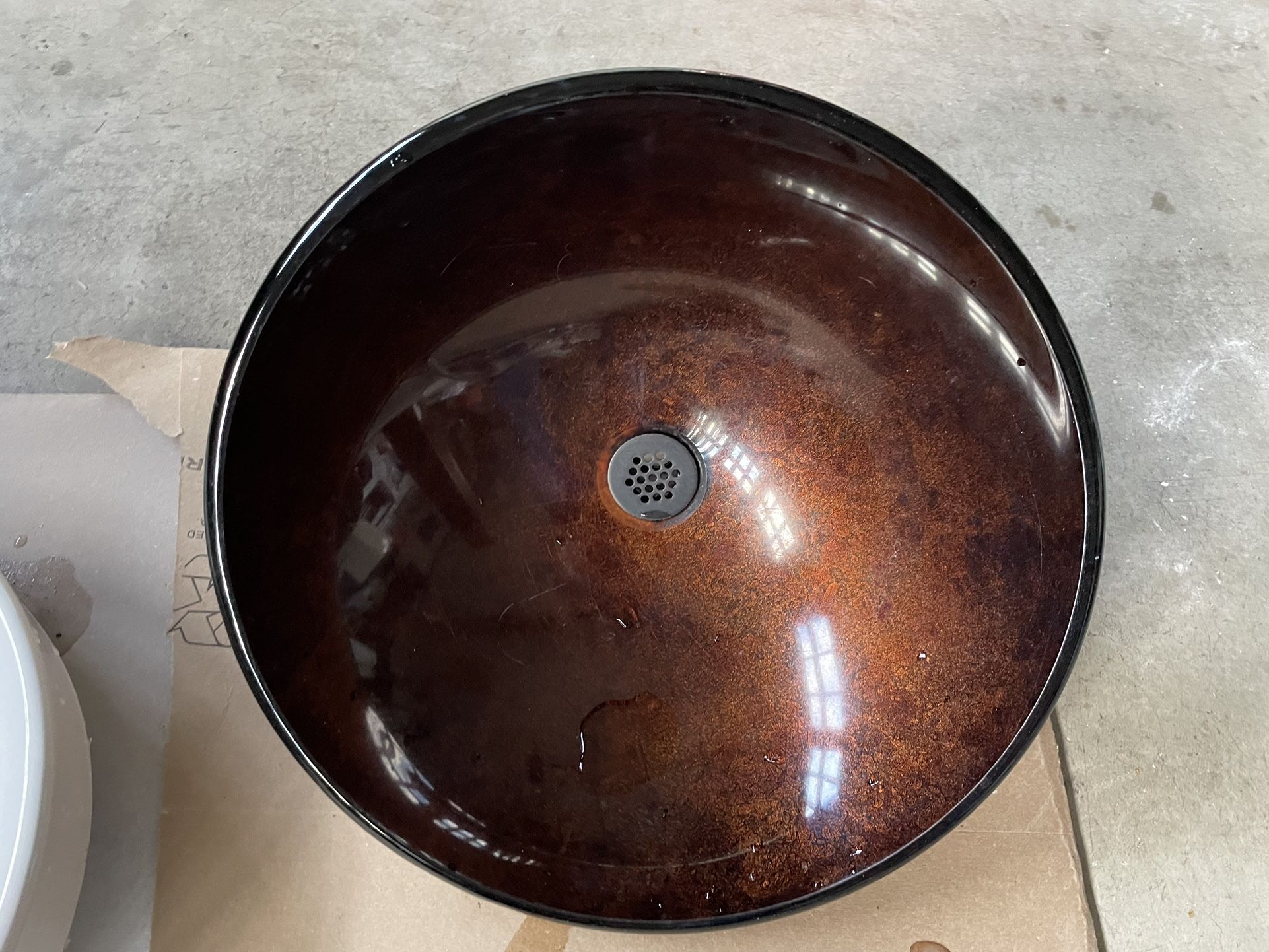 Brown/ Copper Glass Vessel Sink & Faucet