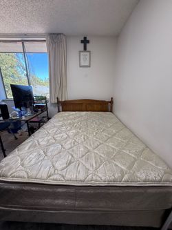 Queen Size Bed Frame + Mattress | Excellent Condition | Ready for Pickup