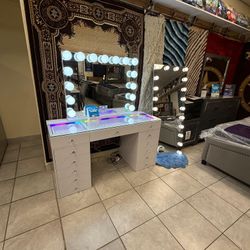 New Vanity comes with Bluetooth temperature LED lights lots of storage $1099 on sale. We do offer finance options $39 down no credit needed.