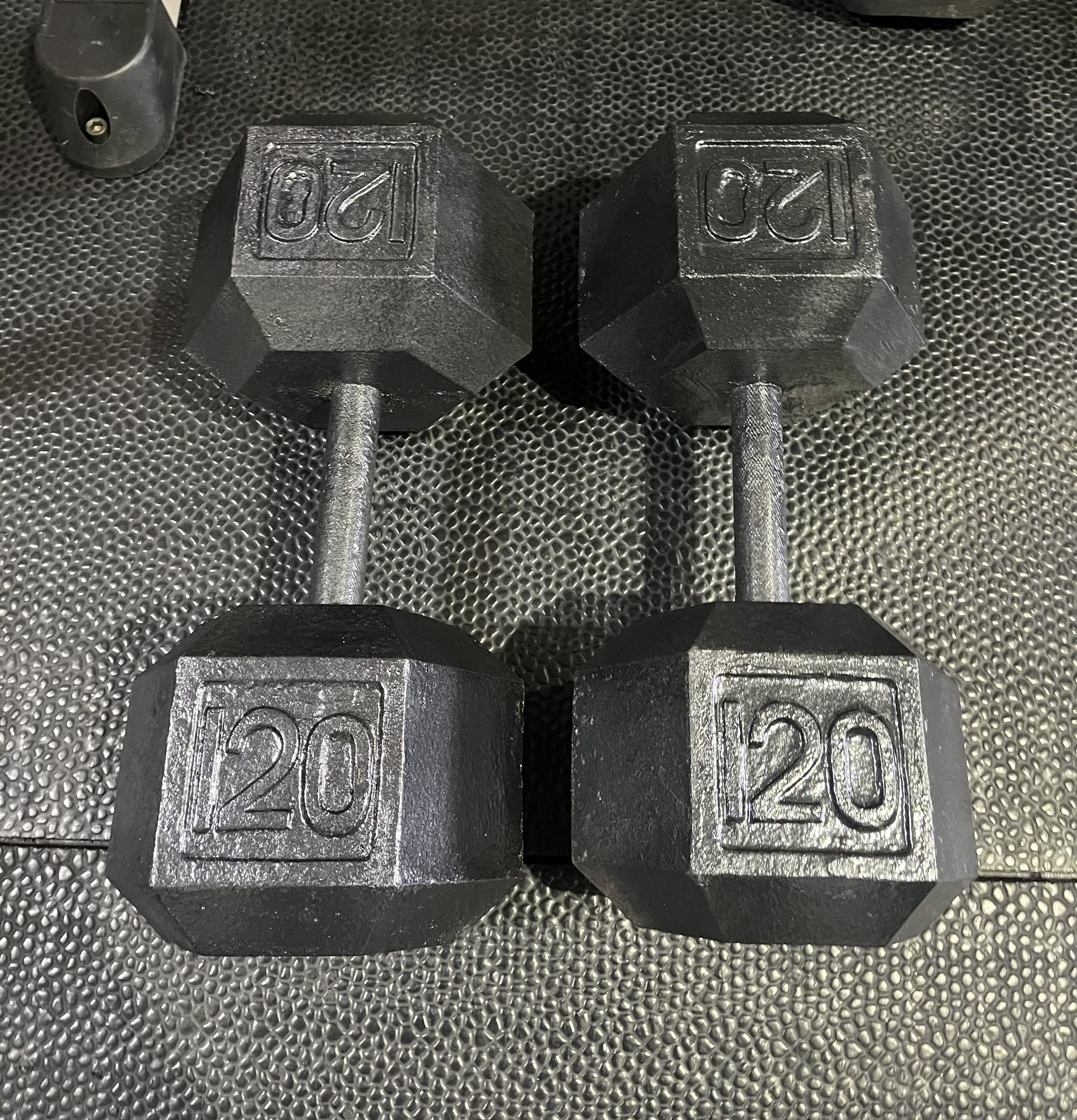 120 Lb Pair Cast Iron Hex Dumbbells 