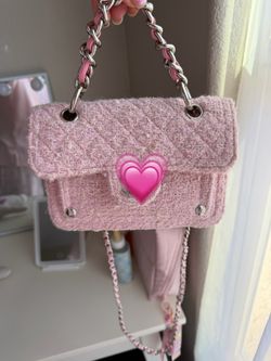 New Pink Tweed Purse / Chain Bag