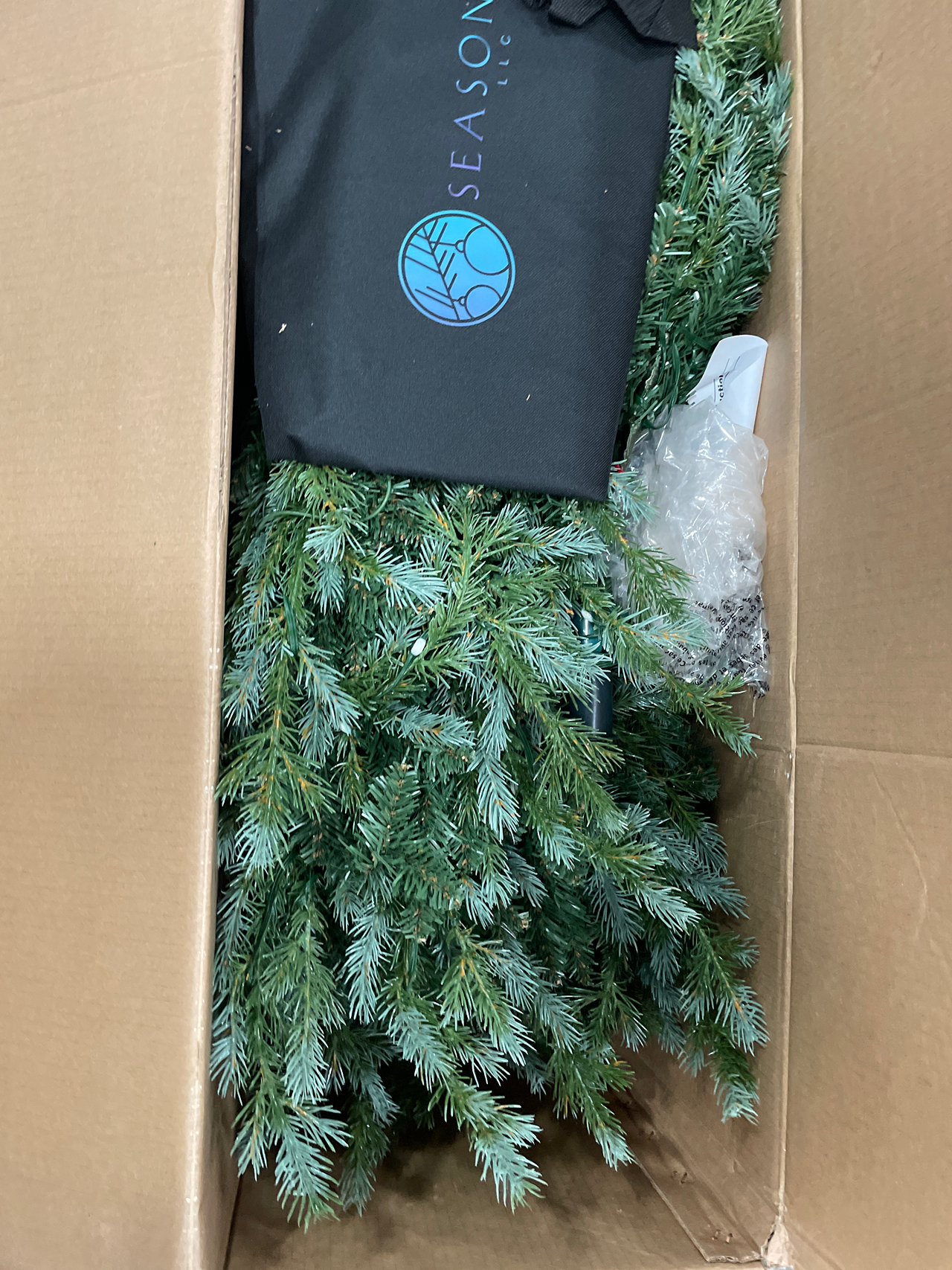 Seasonal 9-ft. Pre-Lit Bluffton Pine Artificial Christmas Tree - Multi-Color LED Lights, Green