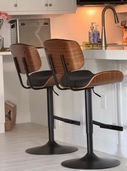 Mid-Century Modern Adjustable Bar Stools Set of 2