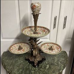 Centro De Mesa ( Bronze Y Porcelana)
