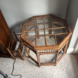 Rattan Table And Magazine Rack