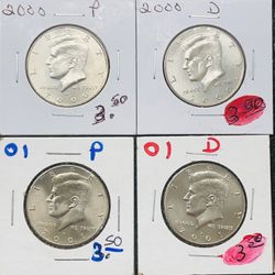 4 Almost Uncirculated JFK Half Dollars from US Mint Bags