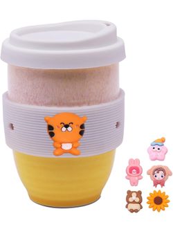 Reusable Coffee Cup Portable Coffee Mug with Lid Unique to Go Mug Can Match DIY Accessories Ceramic