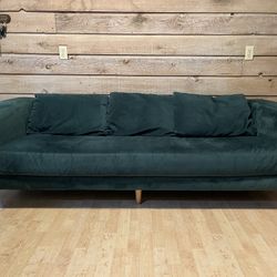 SABAI Essential Sofa (moss green velvet w/ natural legs)