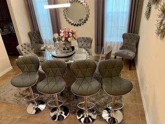 Modern Brand Gray Adjustable Swivel Bar Stools (In Box) – $69 Each