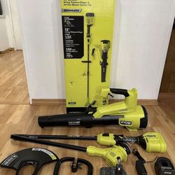 RYOBI ONE+ HP 18V 13in String Trimmer & 110MPH 350 CFM Leaf Blower With 4.0Ah Baterry & Charger