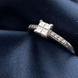 Kay Jewelers Diamond Engagement Ring 1/5 Ct Tw Princess And Round Cut 10k White Gold 