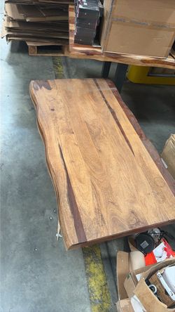 Wood Coffee Table with Metal Legs – 50” x 26.5”