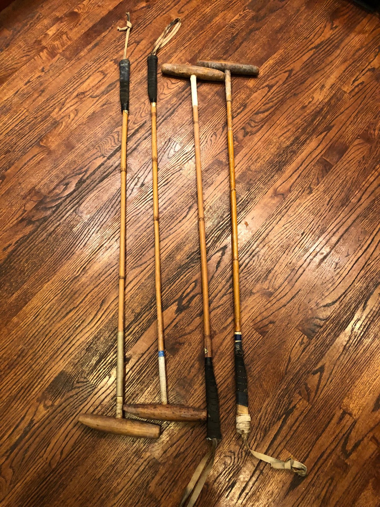 4 Antique Polo Mallets Argentina Hurlington Bamboo Shafts 51” Gimenez Villamil