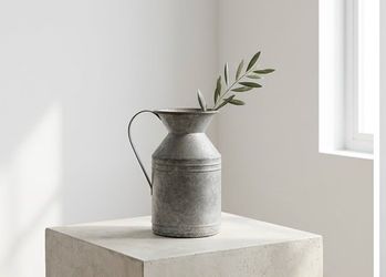 Rustic Galvanized Metal Pitcher Vase