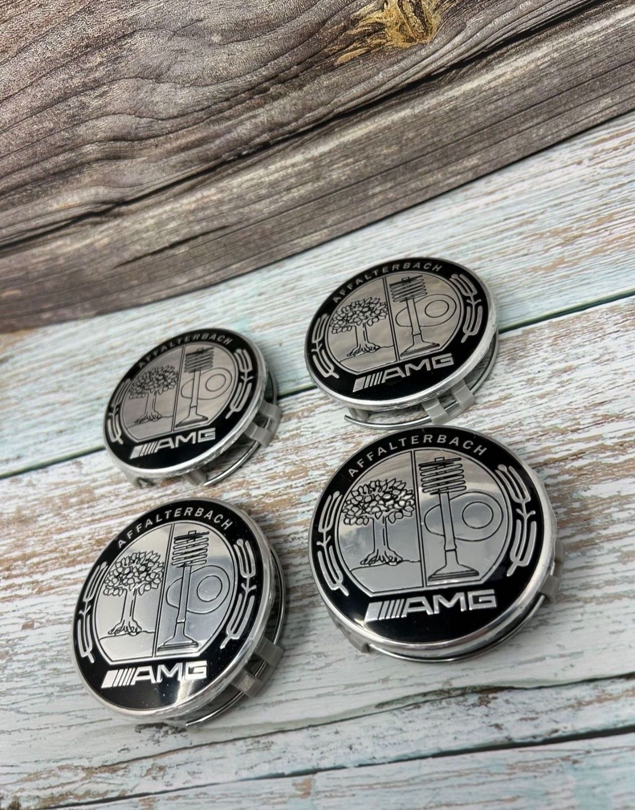 4 Wheel Center Caps AMG Affalterbach Emblem 75MM for Mercedes Benz Rim