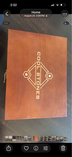 Glasses Cool Stones Wooden Box Set