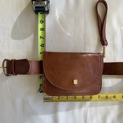 Vince Camuto Leather Brown Belt/Bag 