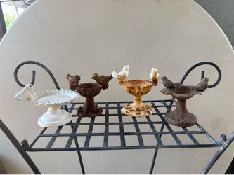 4 Small Metal Bird Baths