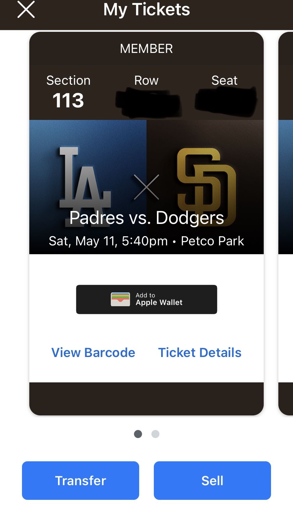 2 Tickets Dodgers Vs Padres Saturday 11