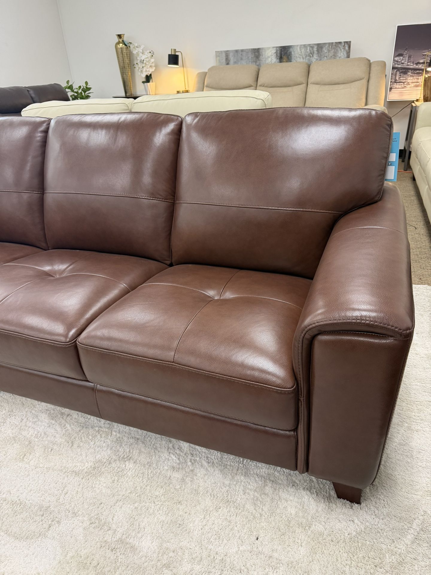 100% Real Leather Sofa-Brayna-  Zero Down Payment 