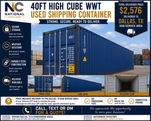 40FT High Cube Wind & Water Tight Shipping Container – Dallas, TX