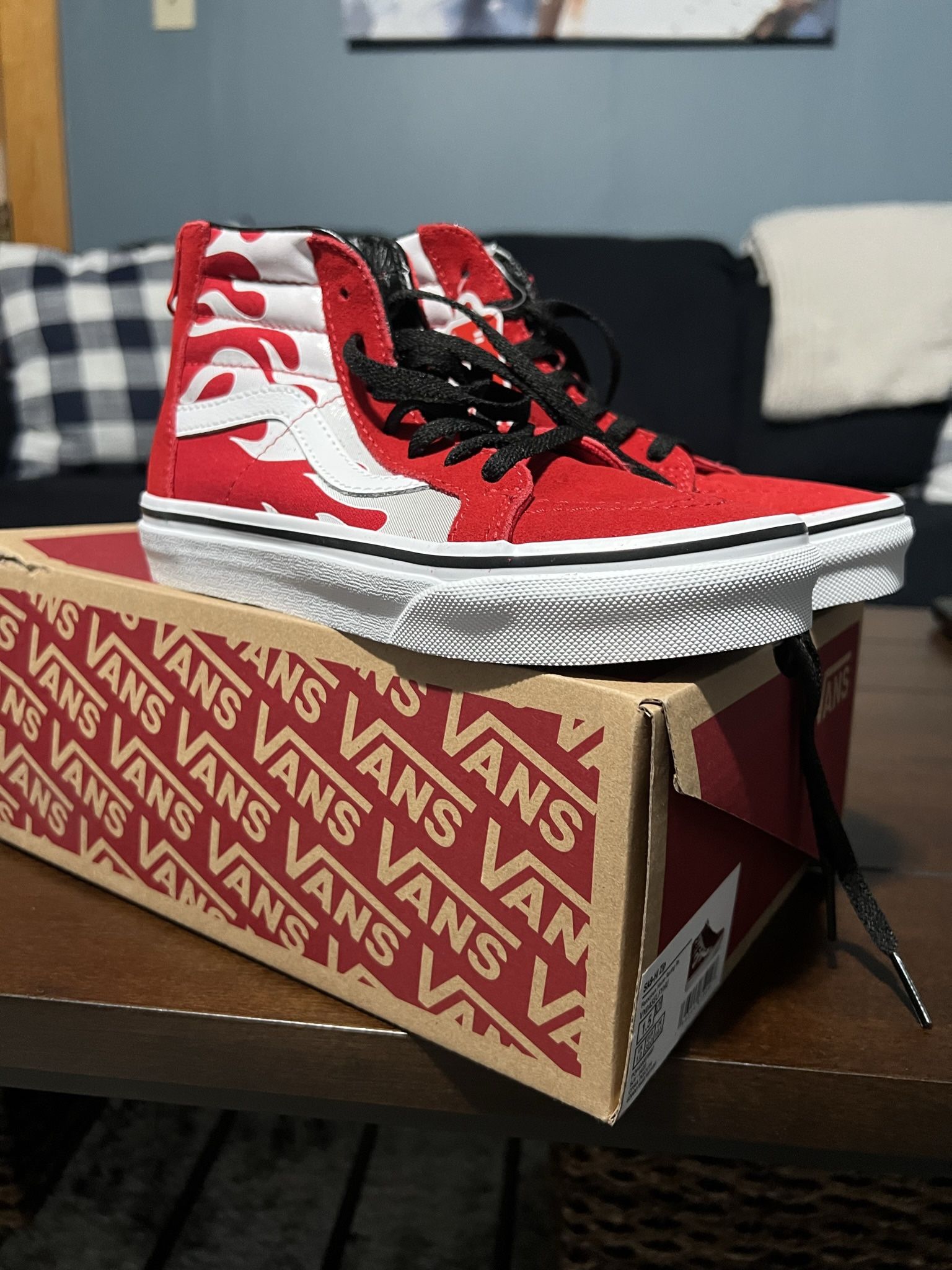 Vans Sk8-Hi Skate Shoe - Little Kid - Racing Red / Ferocious Flame