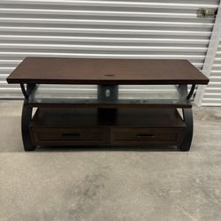 Modern Wood & Glass TV Stand / Entertainment Center with Drawers