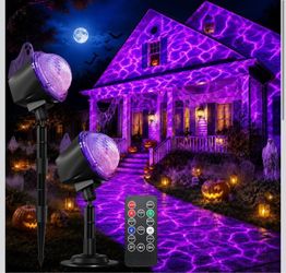 Halloween Projector Lights Outdoor, Ultra Bright Dynamic RGBW Water Ripple Projection Light with Remote, 15 Lighting Effects, Timer & Memory Function,