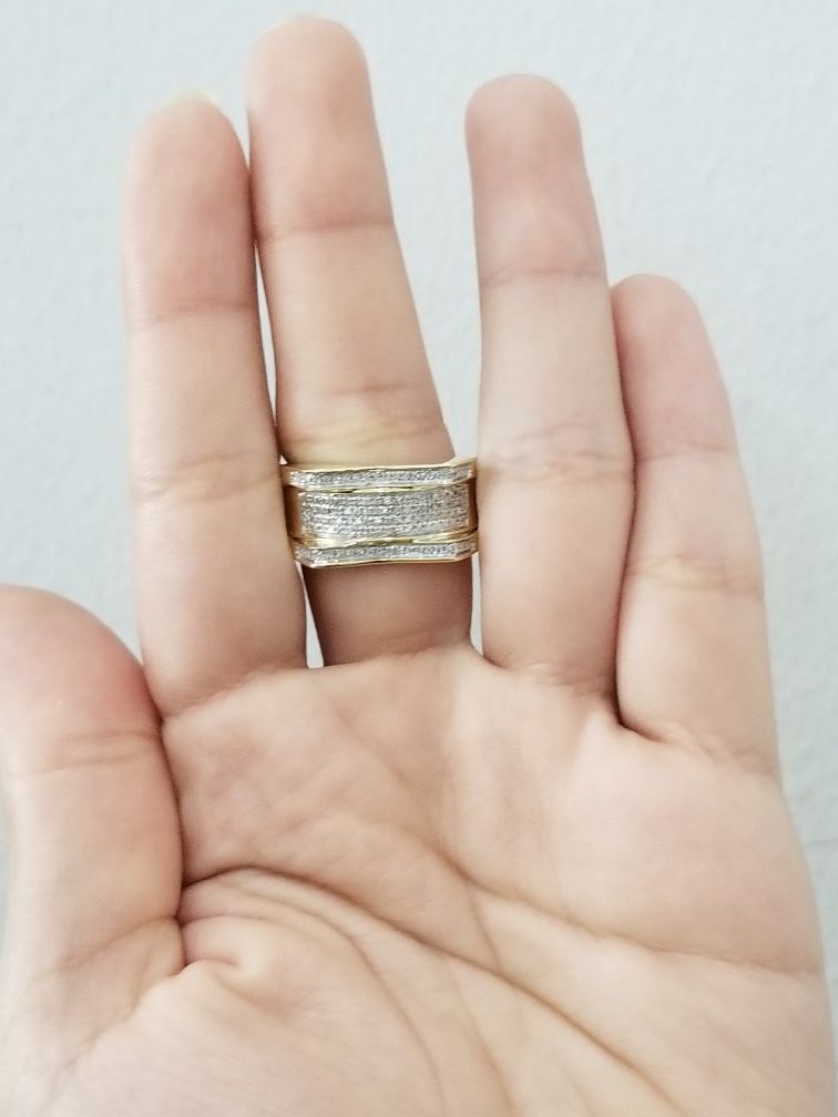 10k Yellow Gold Diamond Wedding Bridal Ring Mans Ring Band