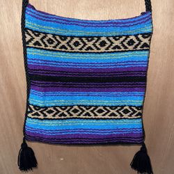 Crossbody Saddle Blanket Bag Purple Blue Black Purse