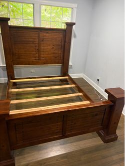 Wood bed and dresser