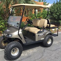 REFURB Gold 2017 EZGO 48v TXT 4 Seat Passenger Golf Cart Alloy Rims Lifted