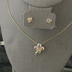  gold plated tarnish free necklace and earrings 