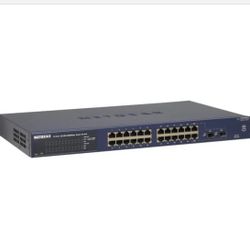 Netgear GS724T ProSafe 24 X Ports 10/100/1000GBase-T + 2 X SFP Ports Layer 2 Managed 1U Rack-Mountable Gigabit Ethernet Network Switch