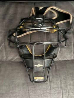 Allstar 2 piece catcher mask with sun shade and 2 new skull caps