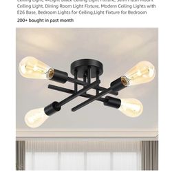Brands new Ceiling Light, 4-Light Black Ceiling Light Fixture, Semi Flush Mount Ceiling Light, Dining Room Light Fixture, Modern Ceiling Lights with E
