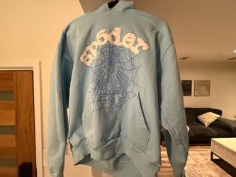 Sp5der hoodie light blue