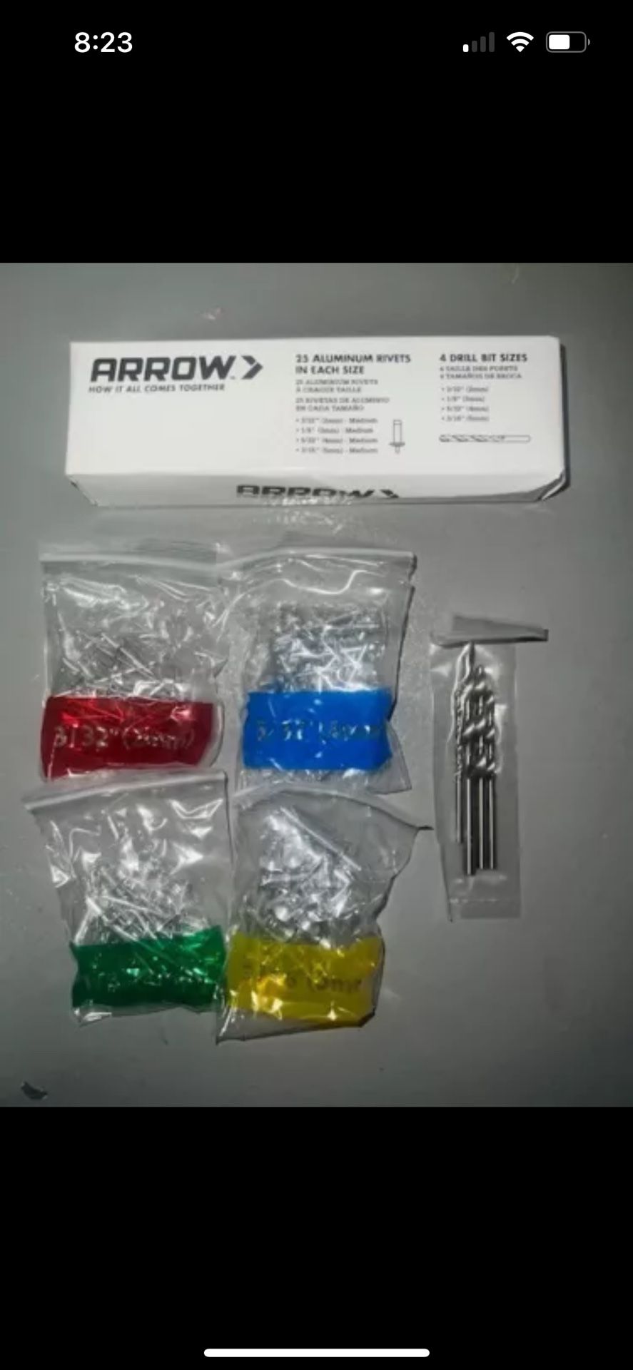 Arrow RTK189K 100 Piece Aluminum Rivet & 4 Piece Drill Bit Set