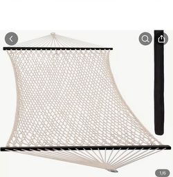 NEW Cotton Rope Hammock w/ Wood Bars – Outdoor Relaxation