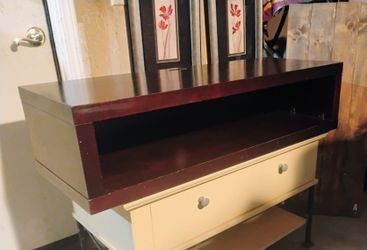 44"x 17" x 11" tall solid wood stained entertainment cabinet
