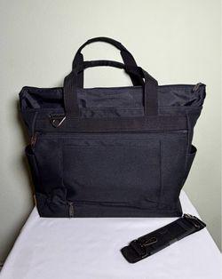 Large Black Nylon Tote Bag with Shoulder Strap