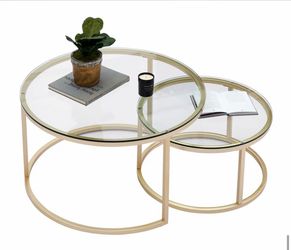 Gold and glass tables (set of 2)