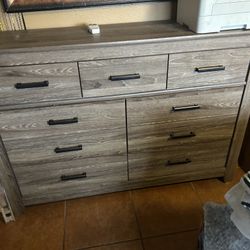 Dresser 7 Drawer Bedroom Storage Grey Wood Design